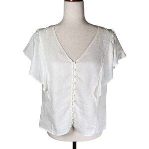 Madewell White Button-Front Blouse